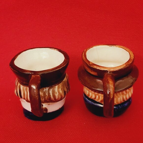 Vintage Small Toby Mugs with Brown Bowler Hat Set of 2 - Picture 3 of 11